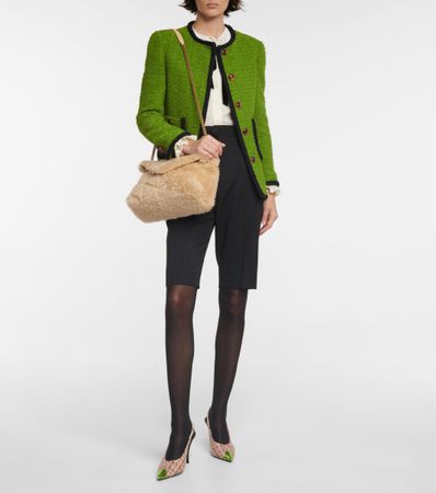 SAINT LAURENT Vesper Slingback Pumps Green Pink Tweed, 38
