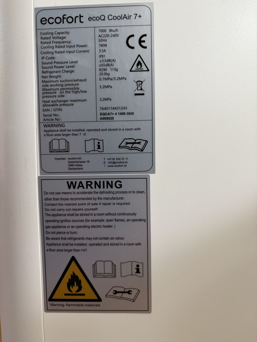 Ecofort Condizionatori: Klimagerät ecofort ecoQ CoolAir 7+ – Nuovo (secondo la descrizione) da ligerz venduto da Seebutz 3