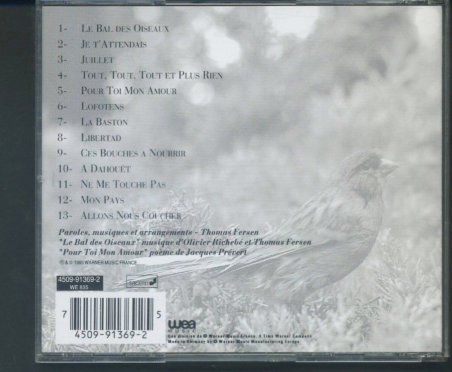 CD: Le bals des oiseaux - ThomasFersen – Usato da Delémont venduto da MaxPlan 1