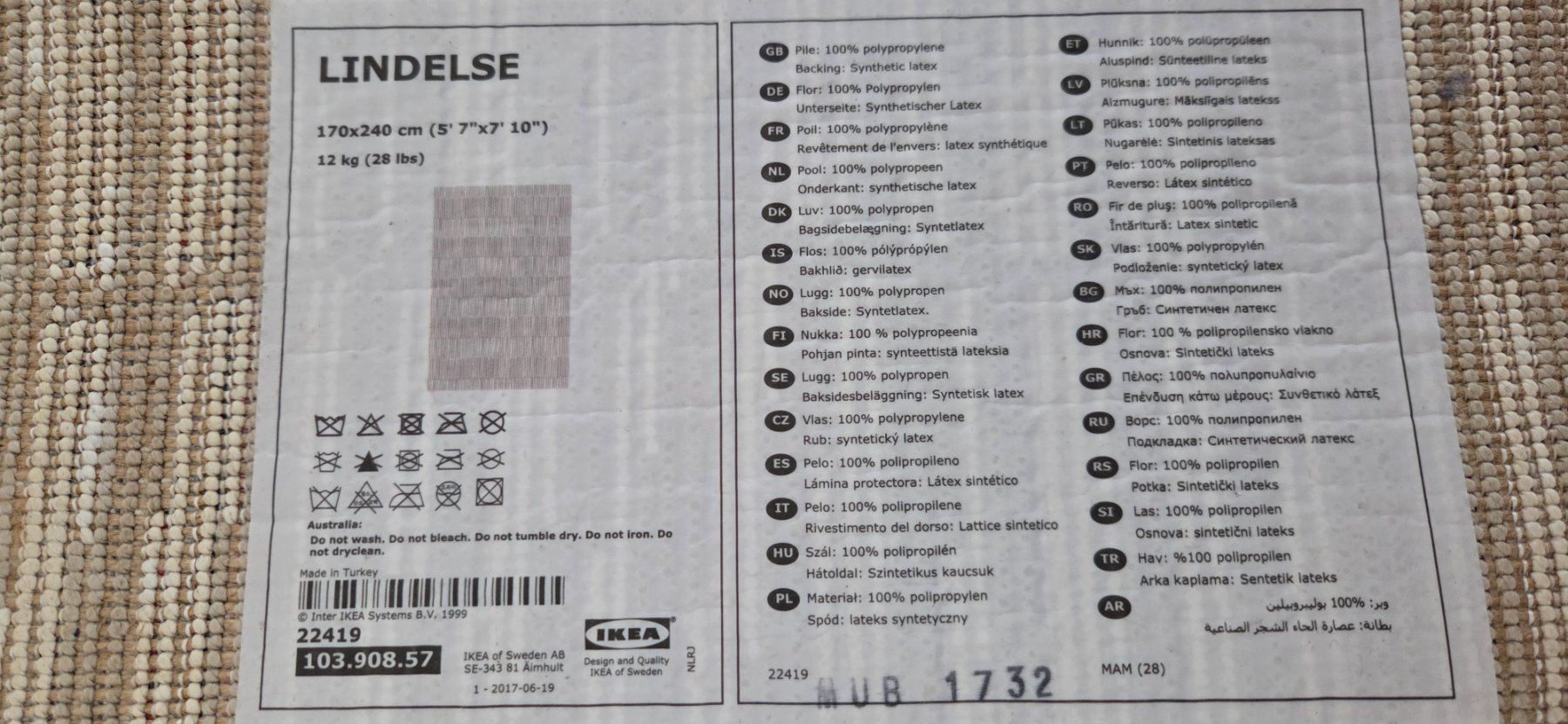 Ikea Tappeti: Ikea carpet LINDELSE 170x240cm – Usato da Basel venduto da karols102 1
