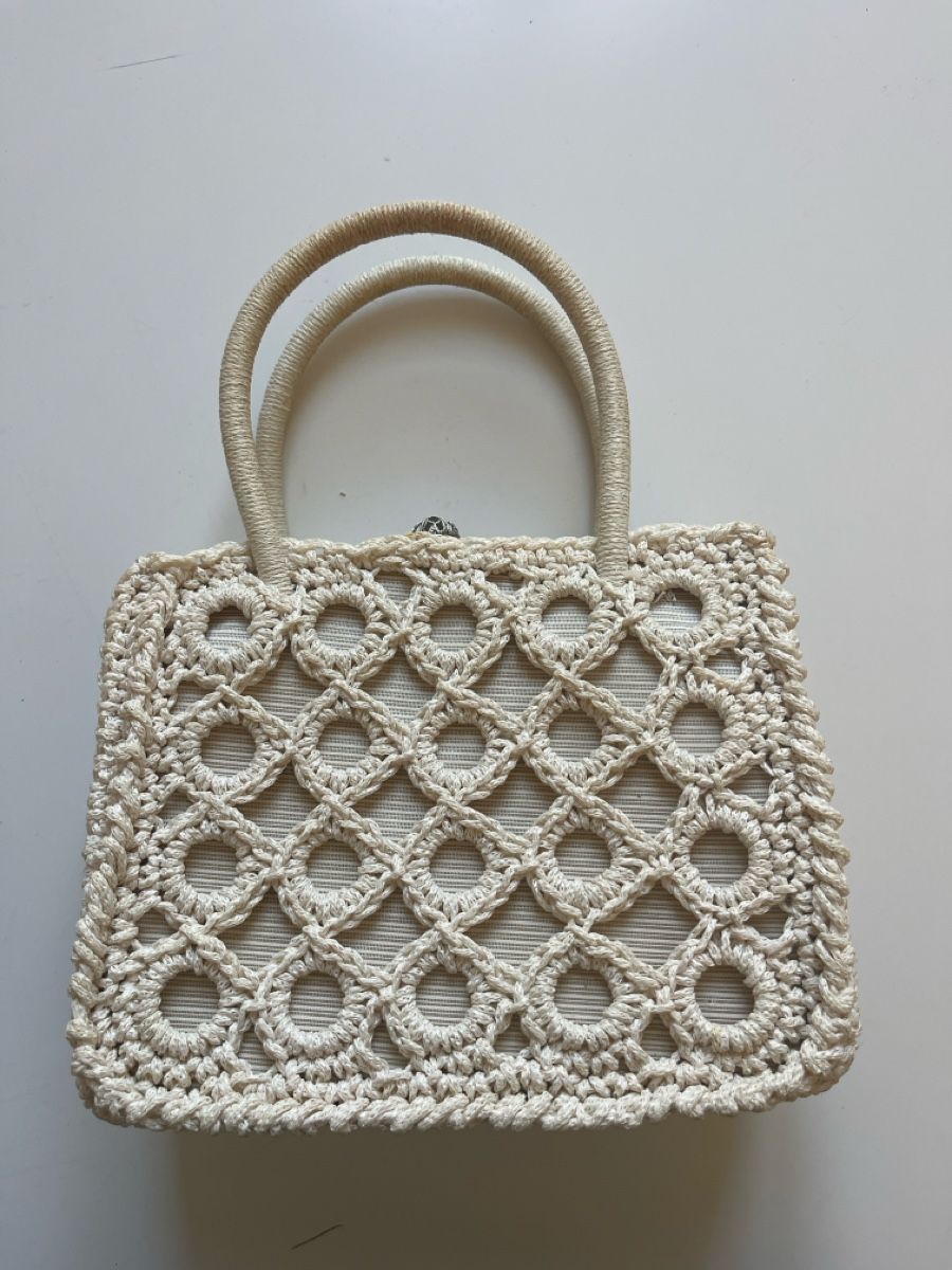 Borse da donna: Vintage Weiße Makramee-Handtasche – Usato da Riva San Vitale venduto da V.IP 5