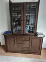 Buffet Vitrinenschrank Holz dunkel mit Schubladen gebraucht