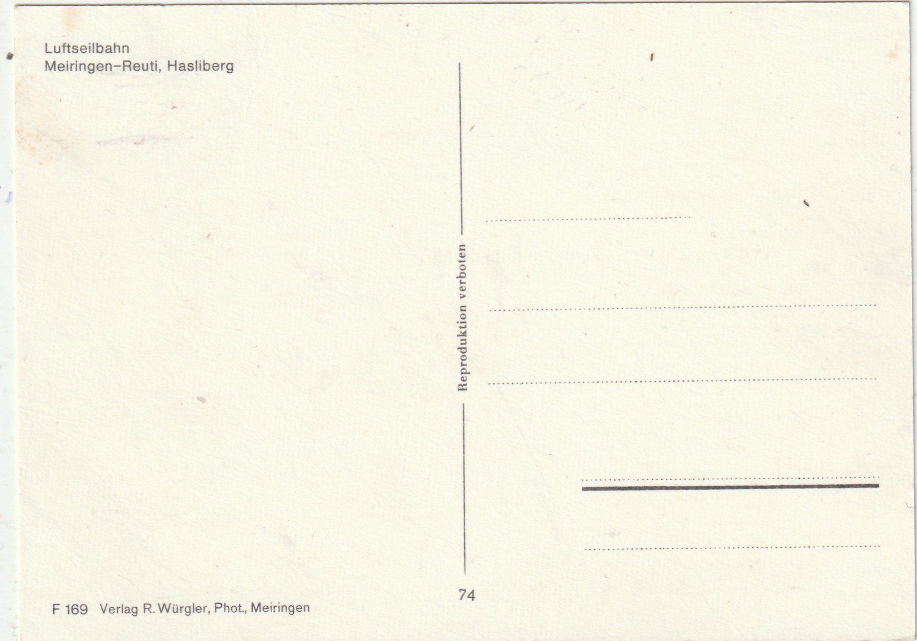 Cartoline postali: Luftseilbahn Meiringen Hasliberg – Usato da Lumbrein venduto da made02 1