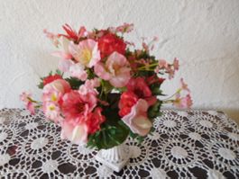 Kleiner Strauss mit Zinnien rosa künstlich - wie echt