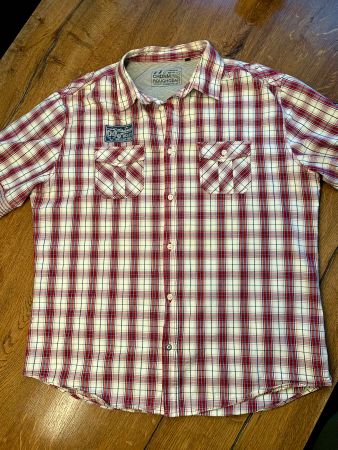 Herren Hemd 2XL 2 XL weiss rot kariert kurzarm