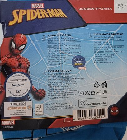 Neuer Spider-Man Pyjama, Gr. 110/116