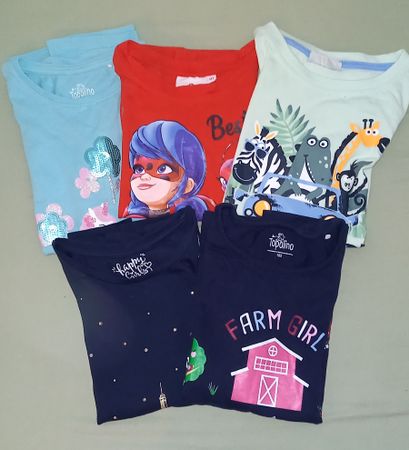 5 T-Shirts Gr. 122 – Frühlings-Motiv-Pack für Mädchen!