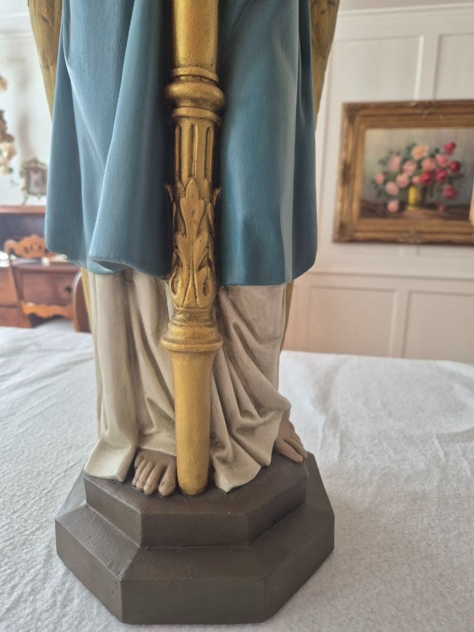 Statuette: Erzengel mit Zepter aus Gips ca. 1920 oder früher. – Usato da Speicher venduto da Ramtha1 4