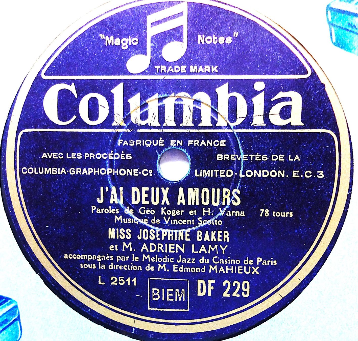 Dischi in vinile: Josephine Baker, schöne Schellackplatte mit Original-Hülle – Usato da Hemishofen venduto da Phonomandy 2