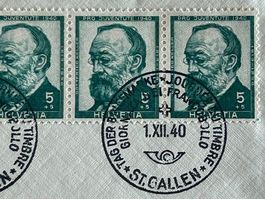 TAG DER BRIEFMARKE 1.XII.40 St. Gallen 1940 Gottfried Keller