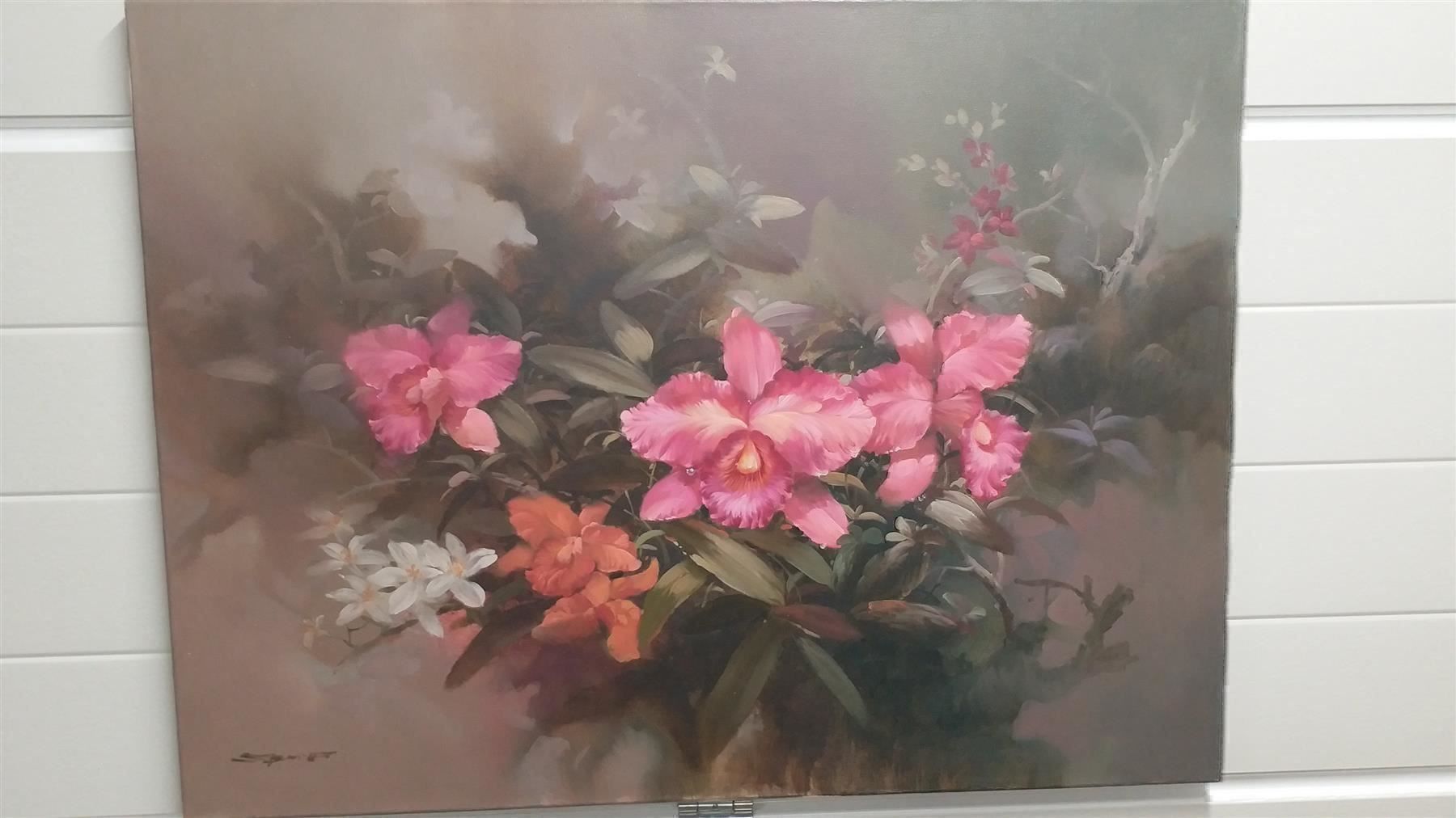 Gemälde: Busdee "Orchideen" Gemälde – Gebraucht aus Zürich von Galerie-Kunst