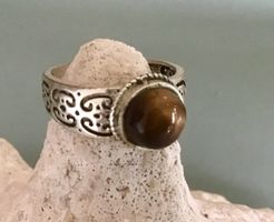 Siberring mit Stein (Tigerauge) Gr. 57