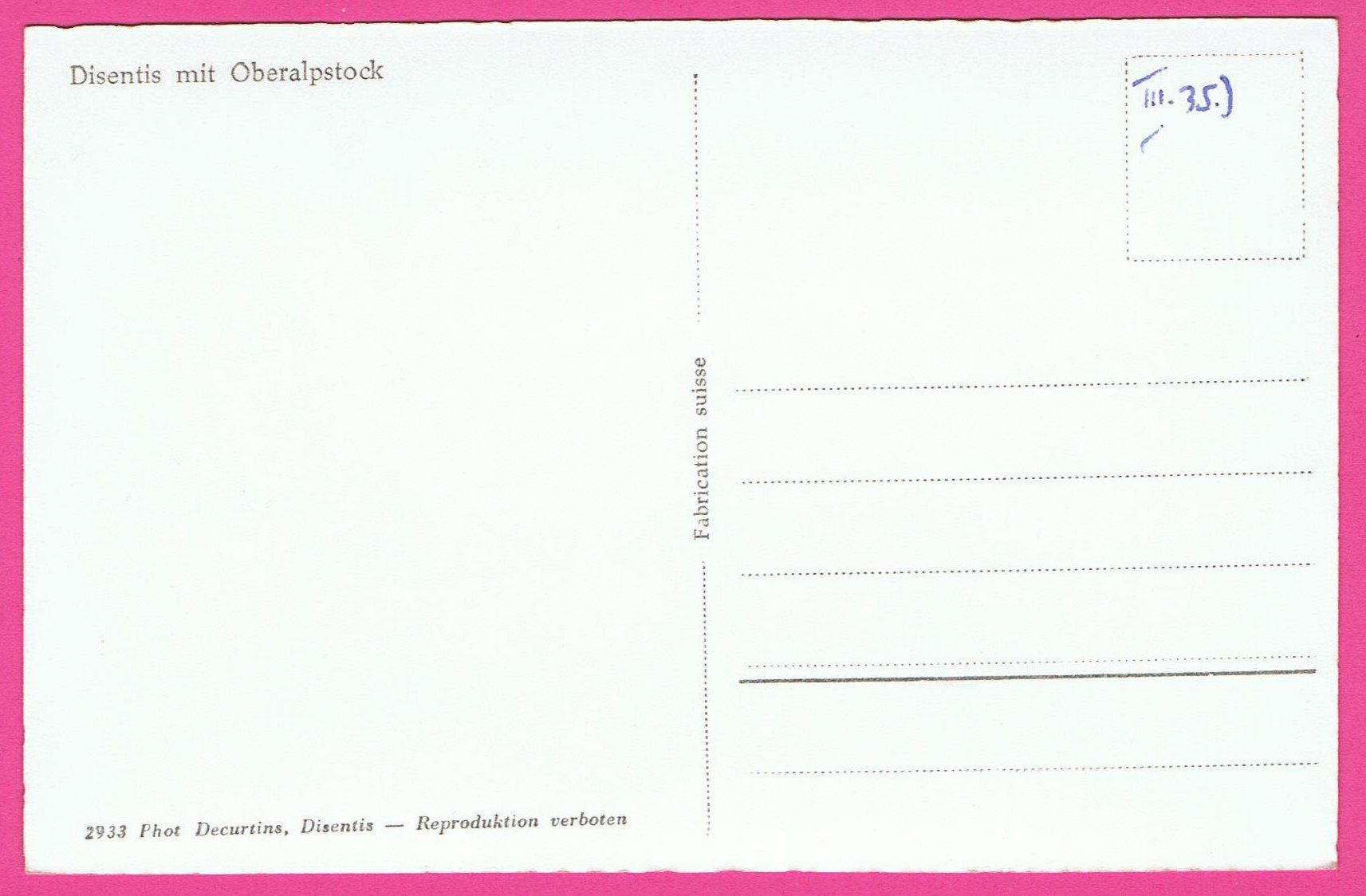 Cartes postales: Disentis mit Oberalpstock – D'occasion à Einsiedeln par dillie 1