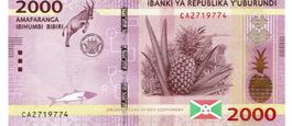 Burundi 2000 Francs 2015 P-52 UNZ Serie CA-2719774
