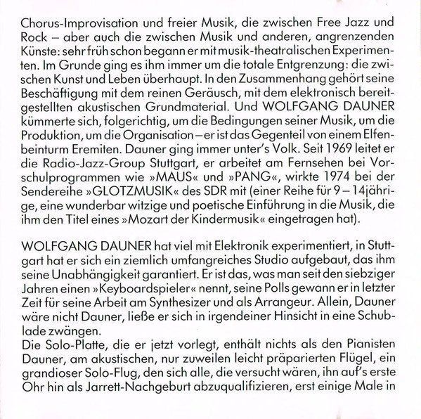 CD: Wolfgang Dauner [MOOD] include "Don't Change Me" – Usato da Unterbäch VS venduto da Plasido 3