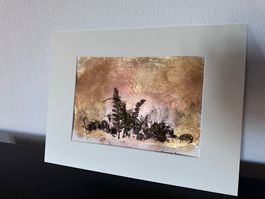 Abstraktes Bild mit Blattgold/-kupfer von Berner Malerin