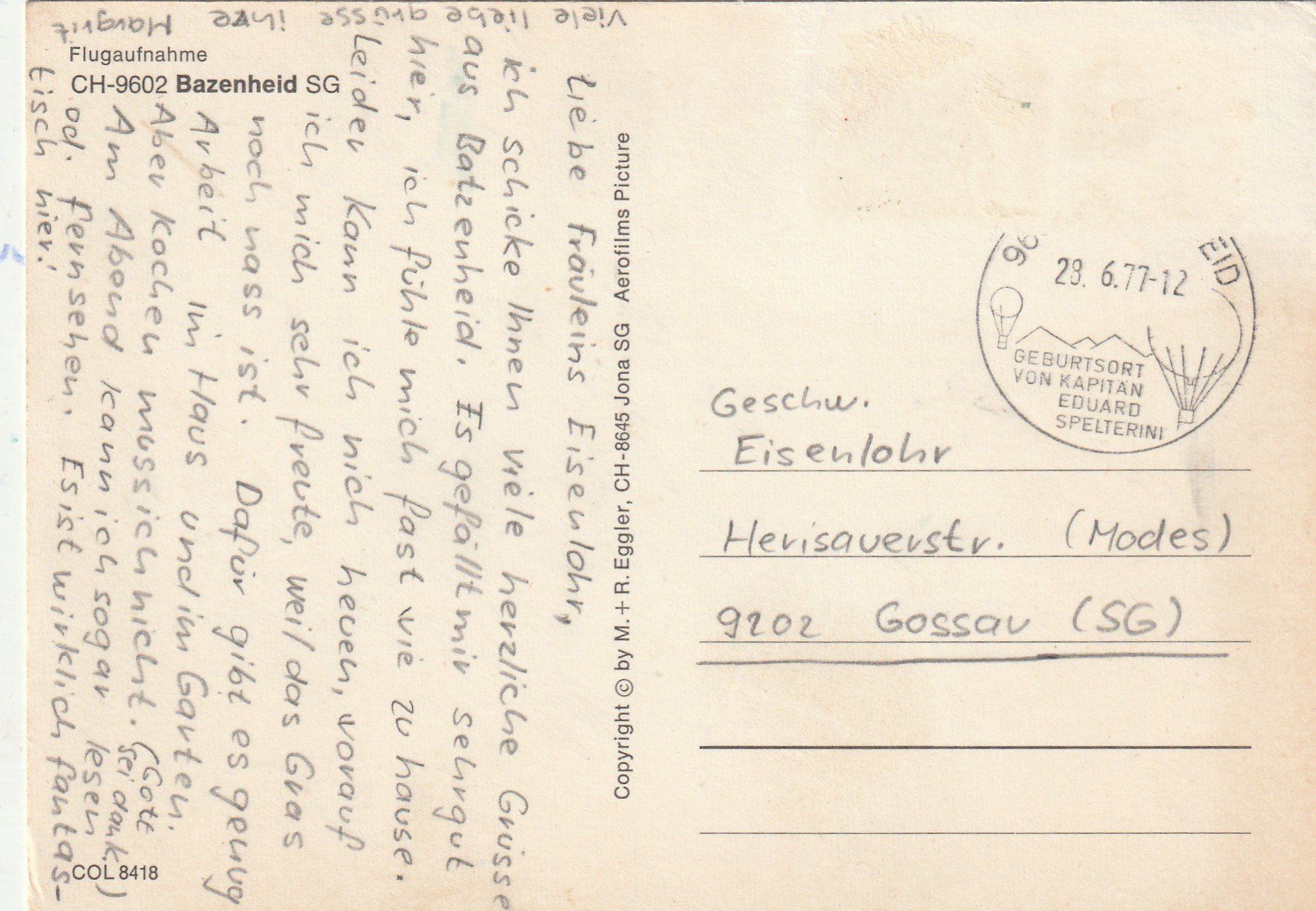 Cartoline postali: Bazenheid SG – Usato da Lumbrein venduto da made02 1