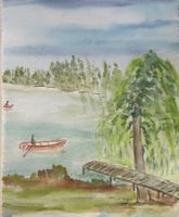 Maria Fischer Walpen, Aquarell, Landschaft, Wasser, See