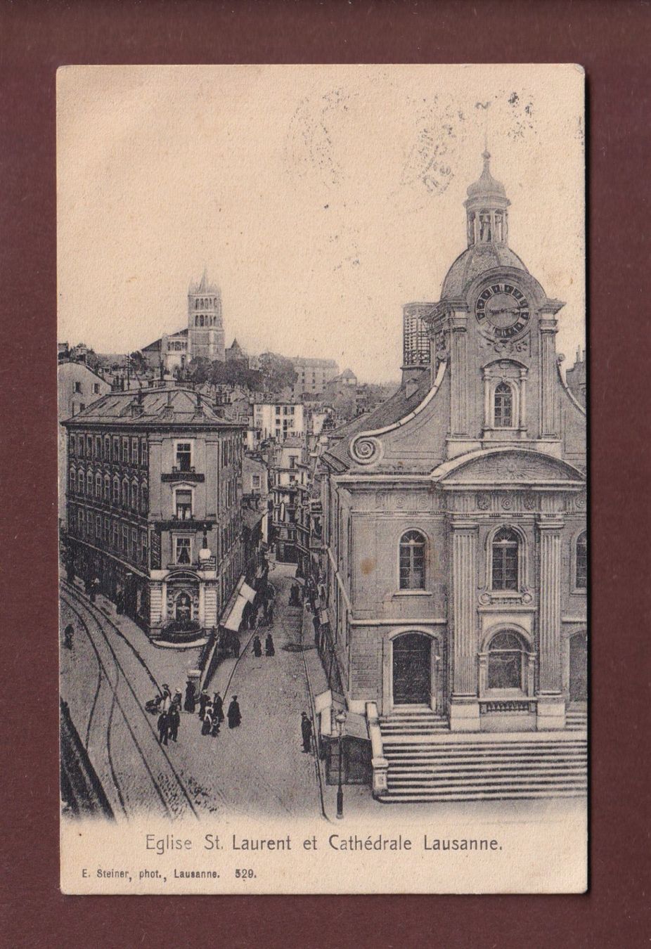 Ansichtskarten: LAUSANNE - Eglise St. Laurent - 1908 – Gebraucht aus Pully von nicecards-shop