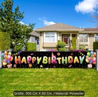 Happy Birthday Banner, 300cm, Polyester - Neu!