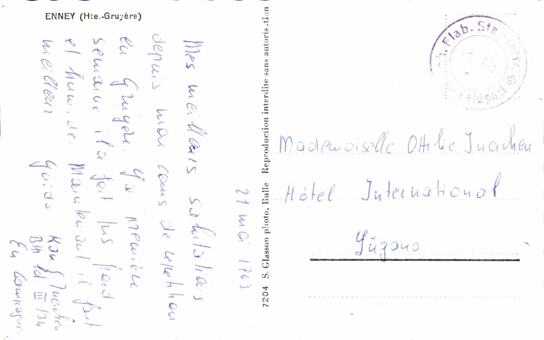 Cartoline postali: Enney (Hte-Gruyère) – Usato da Bronschhofen venduto da Astore 1