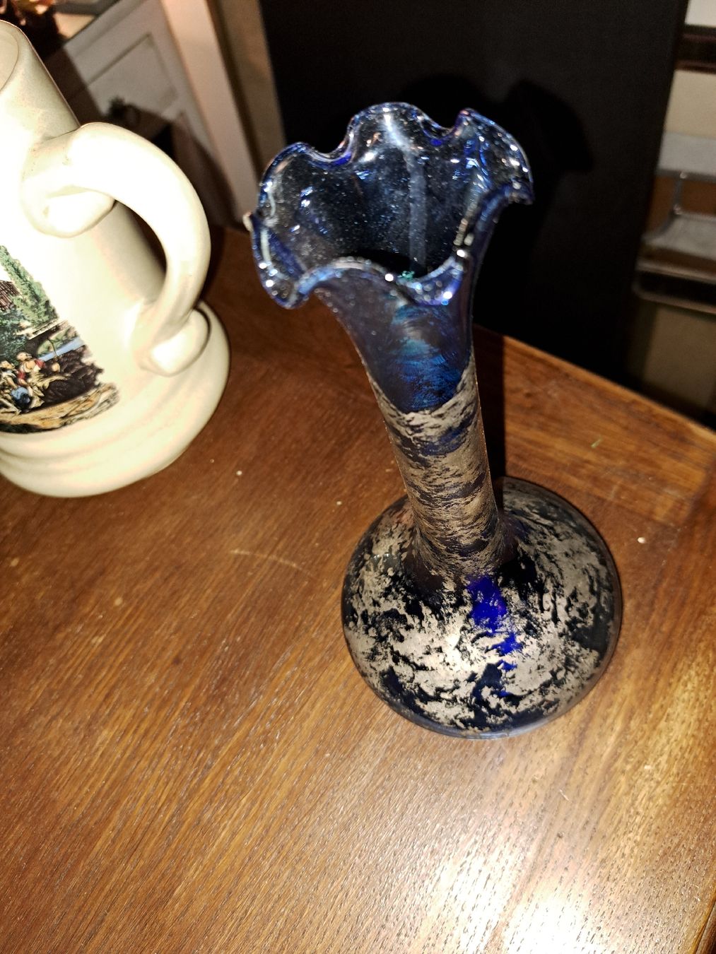 Vasen & Gefässe: Blaue Vase mit Silbermuster, Vintage  – Gebraucht aus Kölliken von Upcycling-by-Mc-TAM 3