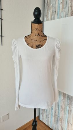 Okay! Shirt, weisses Shirt mit Puffärmel, Grösse 38