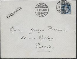 1904 Brief LAUSANNE/Ambulant o 73E nach PARIS selten ab 1.-