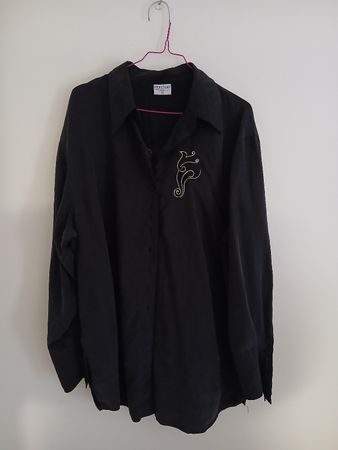 Emdee Vintage Silk Blouse Grey Dark Size 46