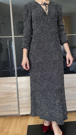 Robe longue MNG pois noir blanc XS neuf