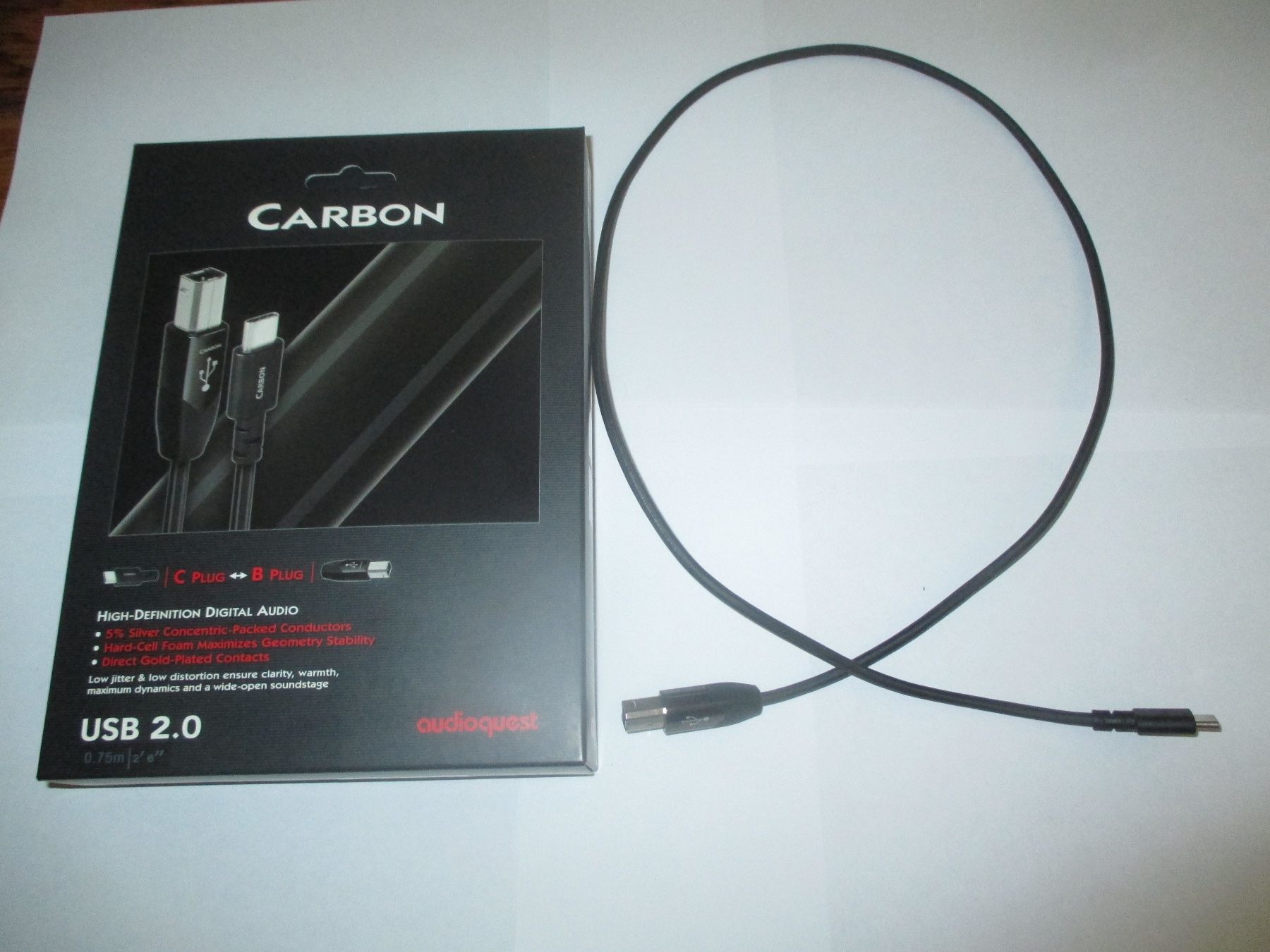 AudioQuest Kabel: Câble USB AUDIOQUEST CARBON C <-> B     0,75m (comme neuf) ! – Neu (gemäss Beschreibung) aus Monthey von blackcat45