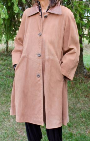 Damen Wildleder Mantel braun langer, weiter Schnitt