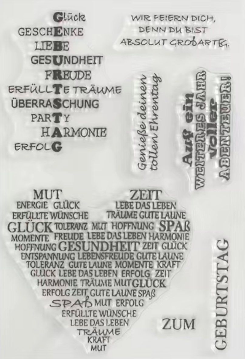 Timbri: Silikonstempel Geburtstag Herz Text – Nuovo e nell'imballaggio originale da Kaltbrunn venduto da schere-stein-papier