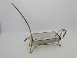 Mid Century Schale Glas in Metallgestell