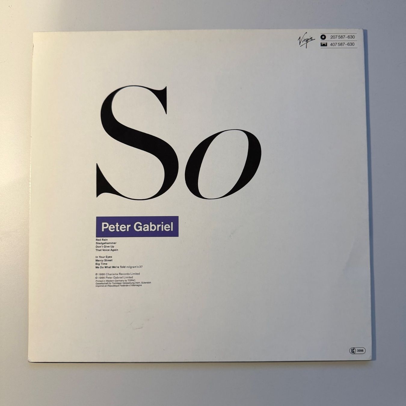 Vinyles: Peter Gabriel – So (LP) – D'occasion à Nänikon par marcusg70 1