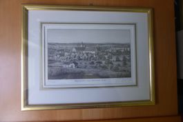 Paul Wyss Litho Kreuzlingen - Echtgoldrahmen ü Eck vergoldet
