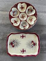 Antiker handbemalter Austernteller und Schale - Vintage