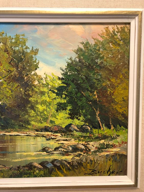 Ein paradiesischer Wald, antikes Gemälde, 87cm breitx 51.5cm (Gebraucht ...