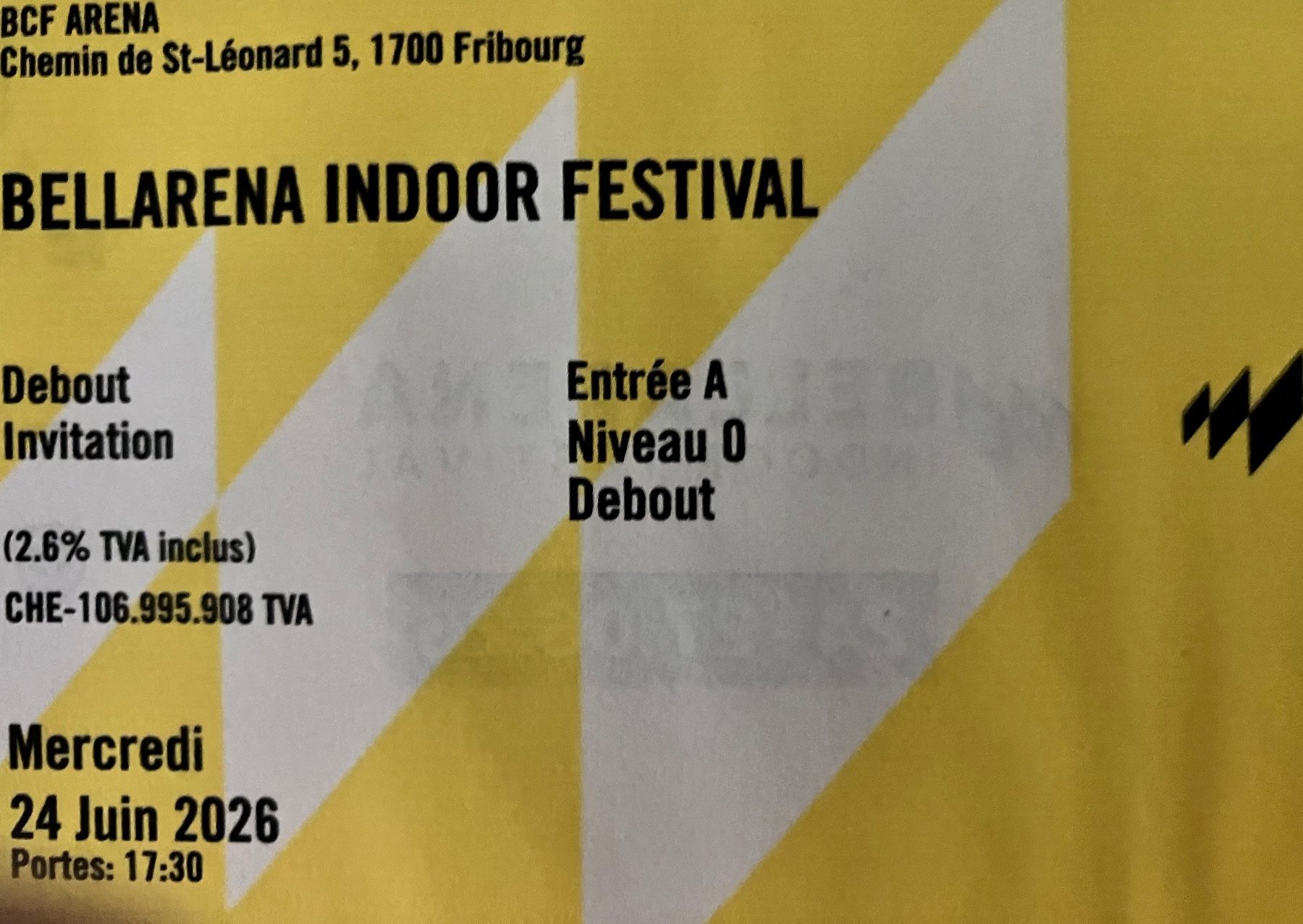 Billets: 2 billets debout Bellarena 24.06.2026 – Neuf (Voir description) à Corminboeuf par Syl03
