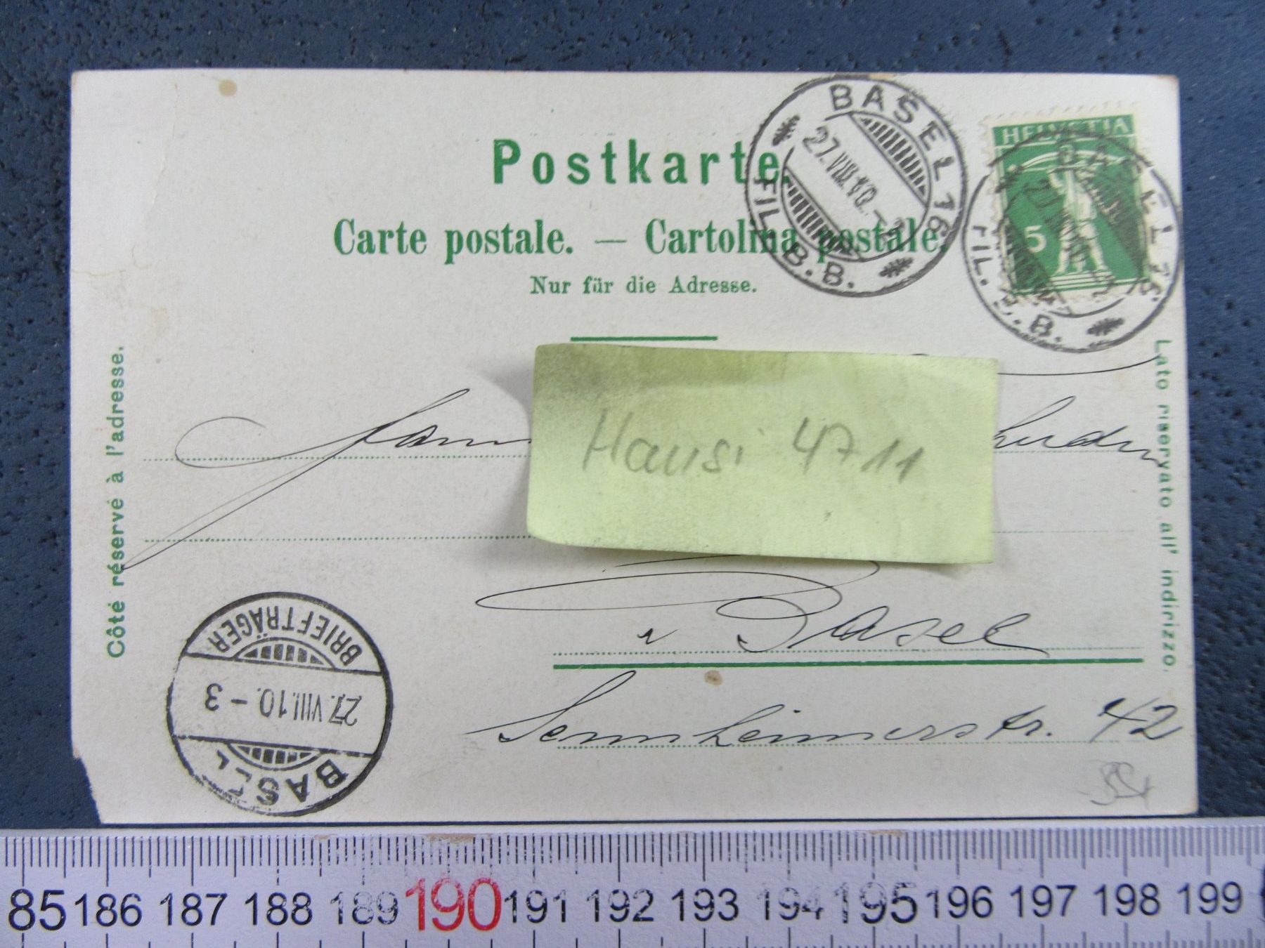 Cartes postales: BASEL 1910 3BILD-LITHO ECKE AB AK-BS – Défectueux à Ettingen par Hausi4711 2