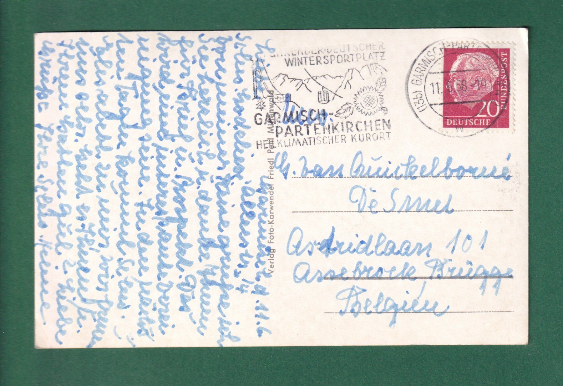 Ansichtskarten: GARMISCH-PARTENKIRCHEN - 1958 – Gebraucht aus Pully von nicecards-shop 1