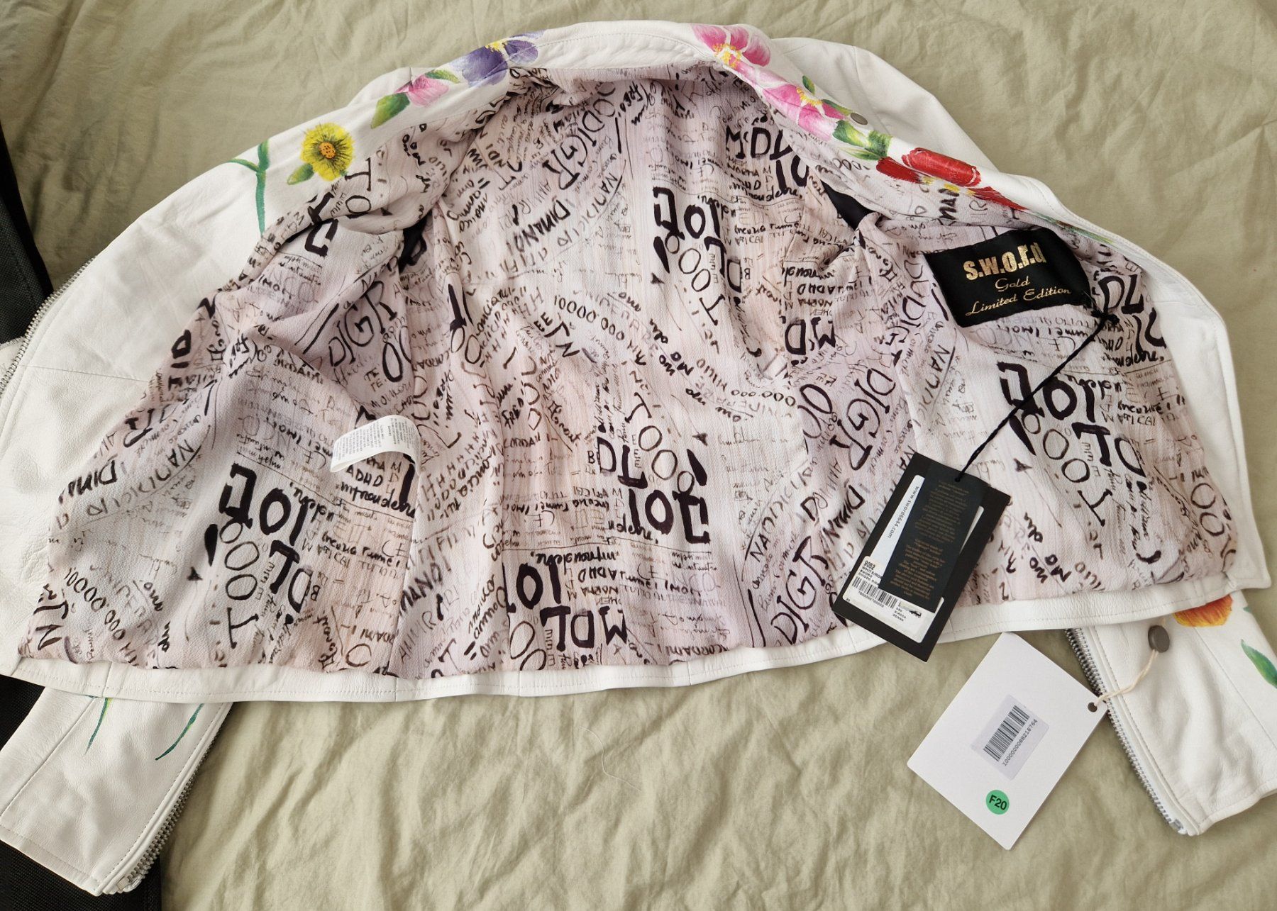 Jacken: Sword Lederjacke Blumen bemalt Gr. 46 (IT) – Neu und originalverpackt aus Erlinsbach SO von ULIKH 4