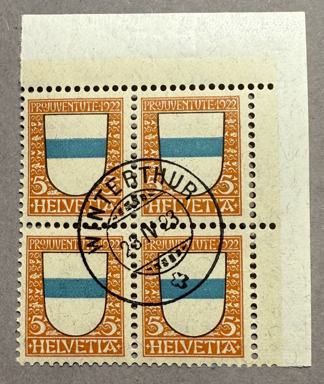 Tutti i francobolli: PJ21 Viererblock Stp.Winterthur SBK 50.- – Usato da Steinhausen venduto da yukon26