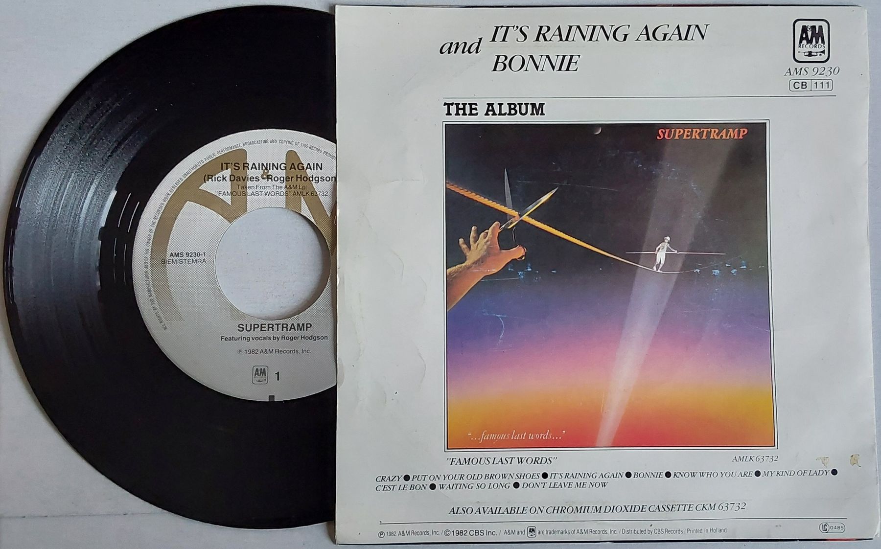 Vinyles: Vinyl Single - Supertramp- It’s Raining Again -1982 – D'occasion à Villeret par Fil11 1