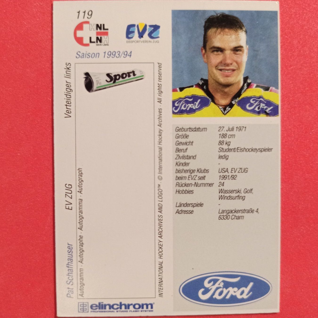 Carte collezionabili: Pat Schafhauser - EVZ - 1993/94 – Usato da Dübendorf venduto da kb86_MOVIE 1