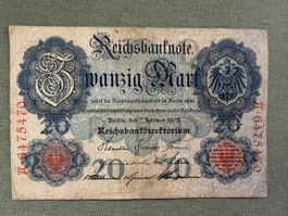Reichsbanknote 20 Mark 1908 Sammlung