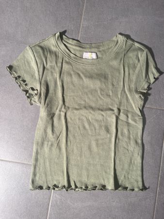 Sommer T-Shirt Olivgrün, gerippt, Gr. S, Manor