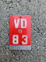 Plaque vélo Vaud, VD 1983/ Suisse / collector / Vintage