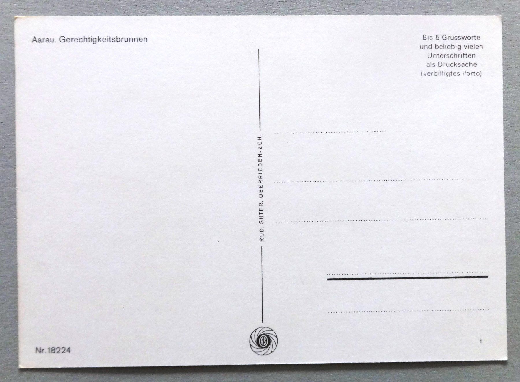 Cartoline postali: Aarau, Gerechtigkeitsbrunnen – Usato da Fétigny venduto da Billy2miny 1
