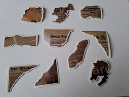 Set I - Zeitungsausschnitt-Sticker, 10 Stk, Scrapbooking